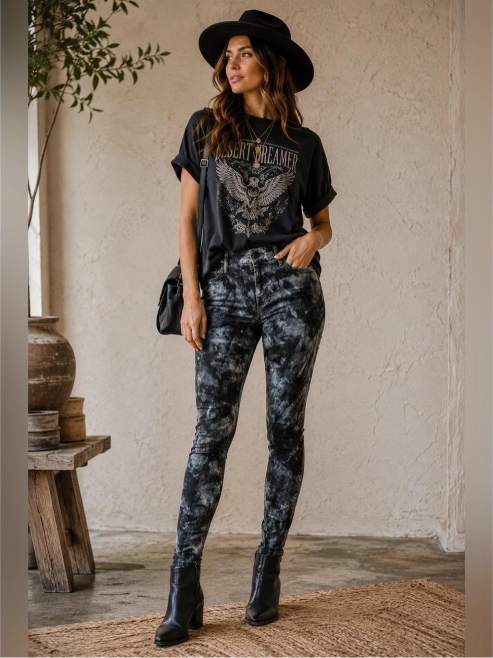 MOTHER Washed Black Tie-Dye High-Rise Women’s Jeans